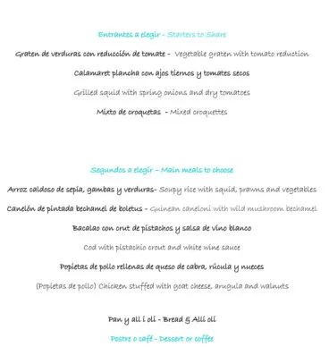 Menú del día SEMANA 4 Restaurante Noray