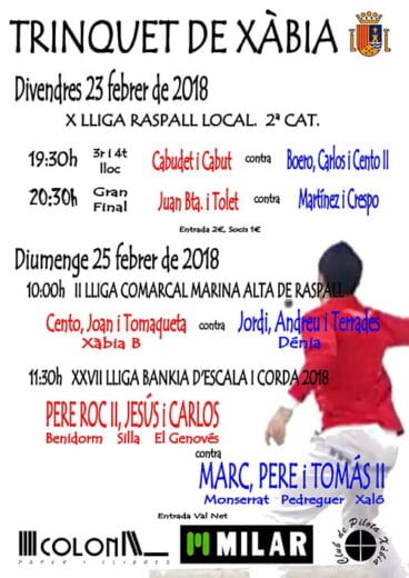 Cartell Partida en el trinquet de Xàbia