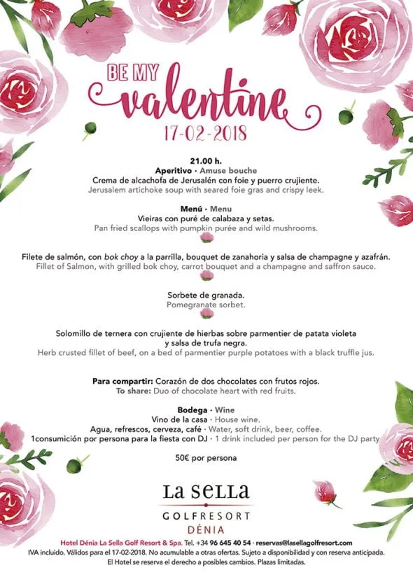 Cena especial San Valentín en La Sella Golf Resort Dénia