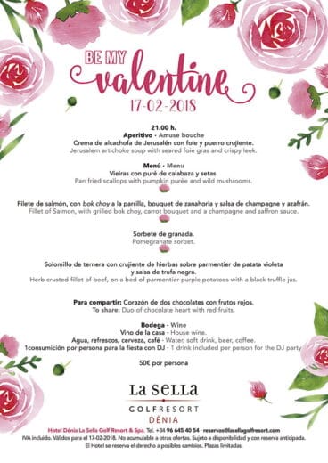 San Valentín 2018 en La Sella Golf Resort Dénia Menu Thai en Segaria Thai Restaurant