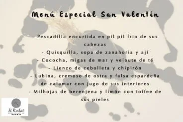 Menú especial San Valentín en Hotel El Rodat