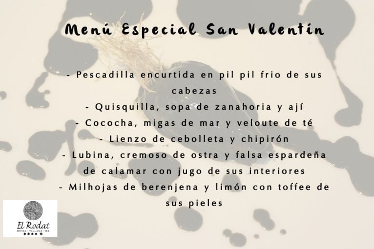 Menú especial de San Valentín Hotel El Rodat