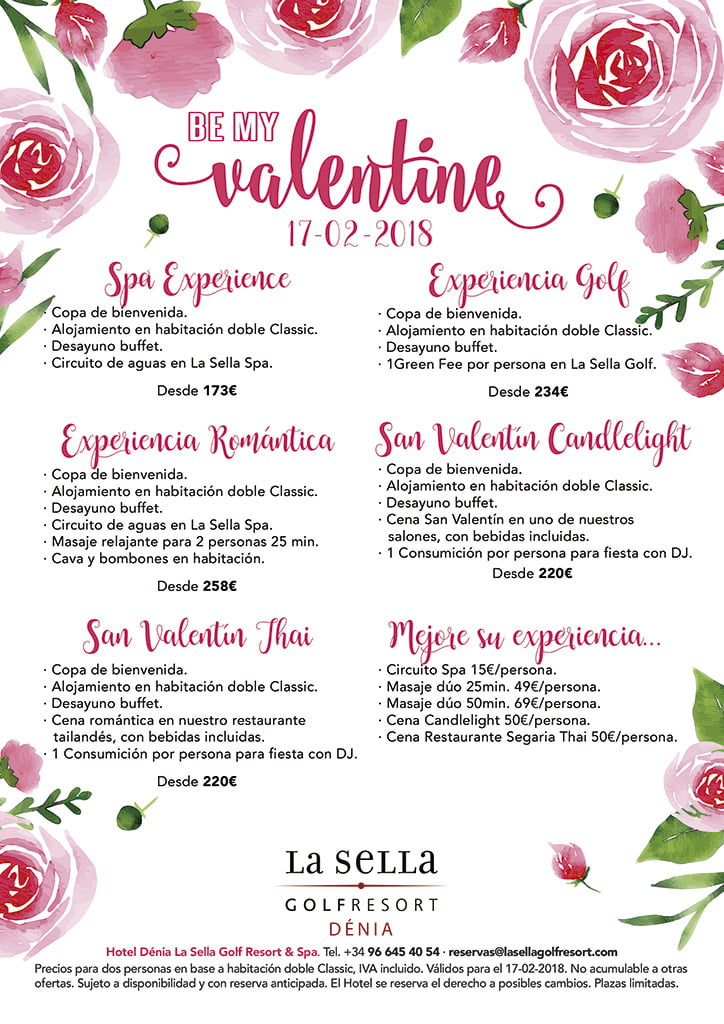 Planes para San Valentín 2018 en La Sella Golf Resort Dénia