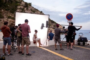 Los actores durante el rodaje