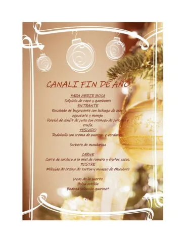 Menú Fin de año Restaurante Canali