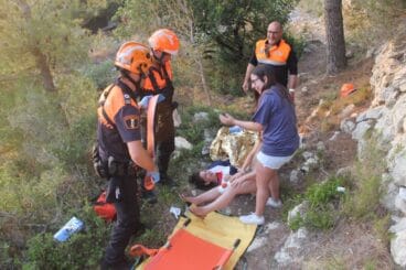Momento del simulacro de rescate en Benitatxell