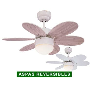 Ventilador de techo con luz sulion 075155 rainbow blanco o pino blanco Vimaluz