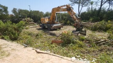 Trabajos de limpieza de la parcela