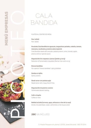 Menú empresa Picoteo de Cala Bandida