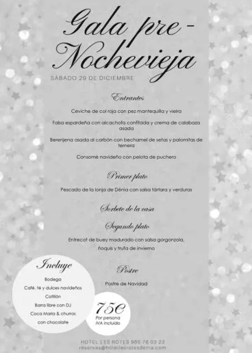 Menú Pre Nochevieja Hotel Les Rotes