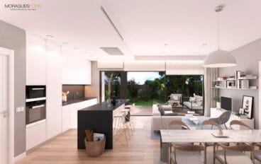 Salón-comedor y cocina Residencial Tamana MoraguesPons Mediterranean Houses