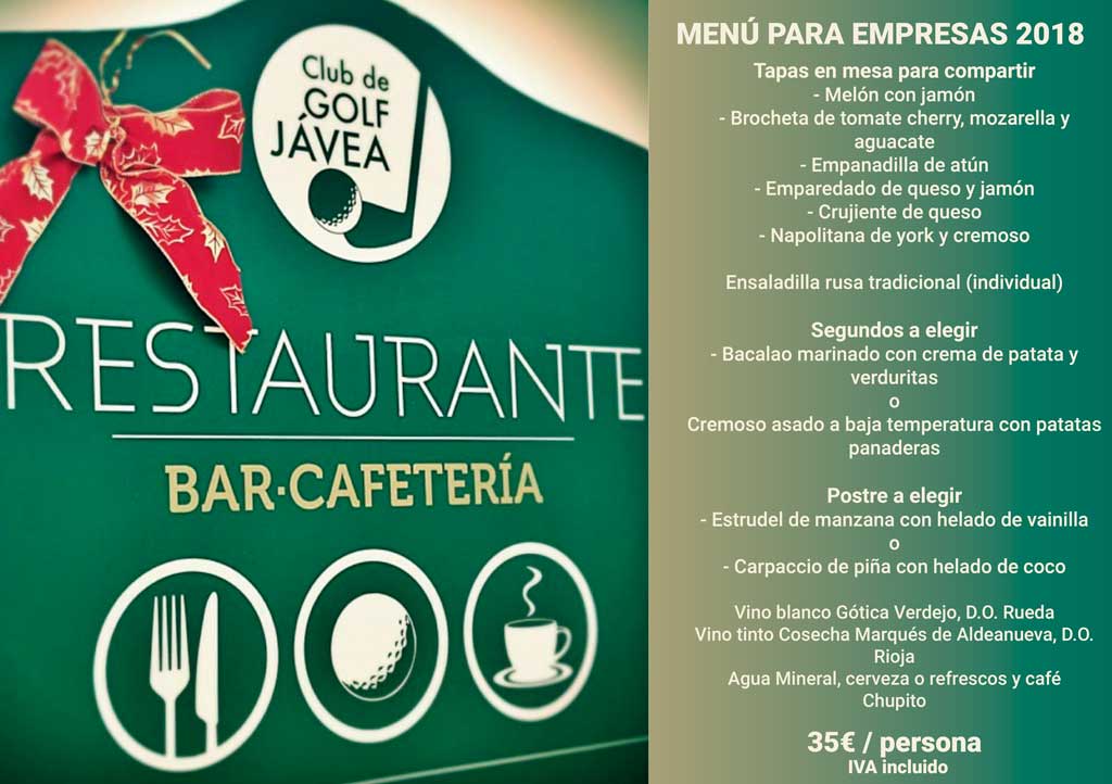 Menú Empresa 2018 Restaurante Club de Golf Jávea