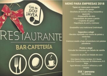 Menú Empresa 2018 Restaurante Club de Golf Jávea