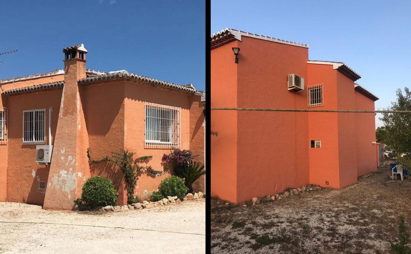 Cómo era y cómo quedó la fachada de un chalet - Pinturas Juanvi Ortolà