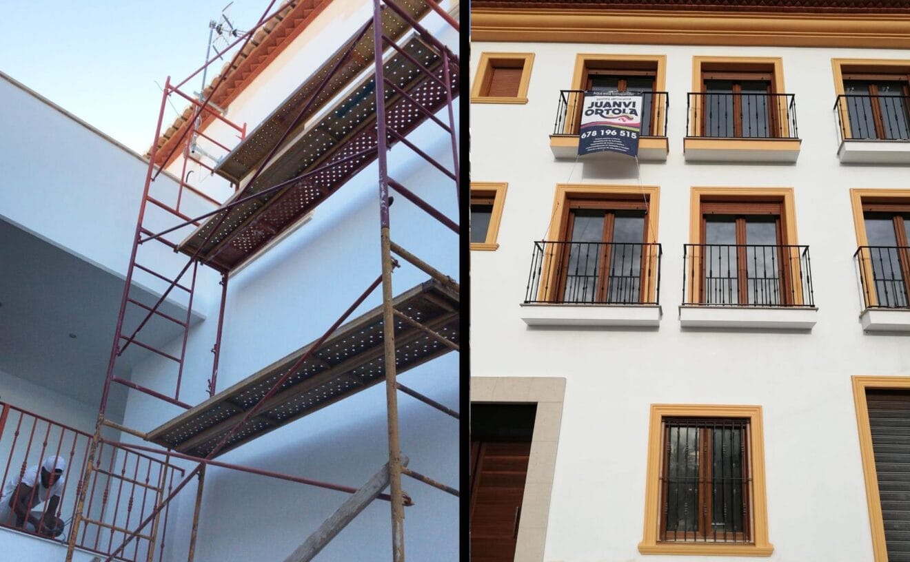 Antes y después de la pintura de una finca - Pinturas Juanvi Ortolà