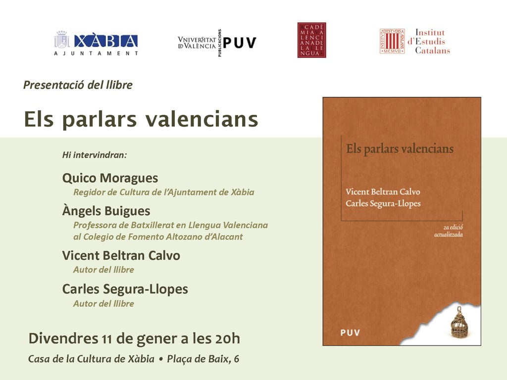 Presentación de Els Parlars Valencians en Xàbia