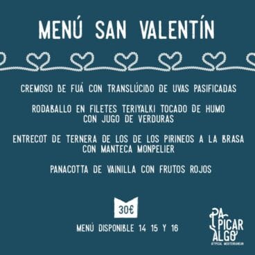 Menú San Valentin Para Picar Algo