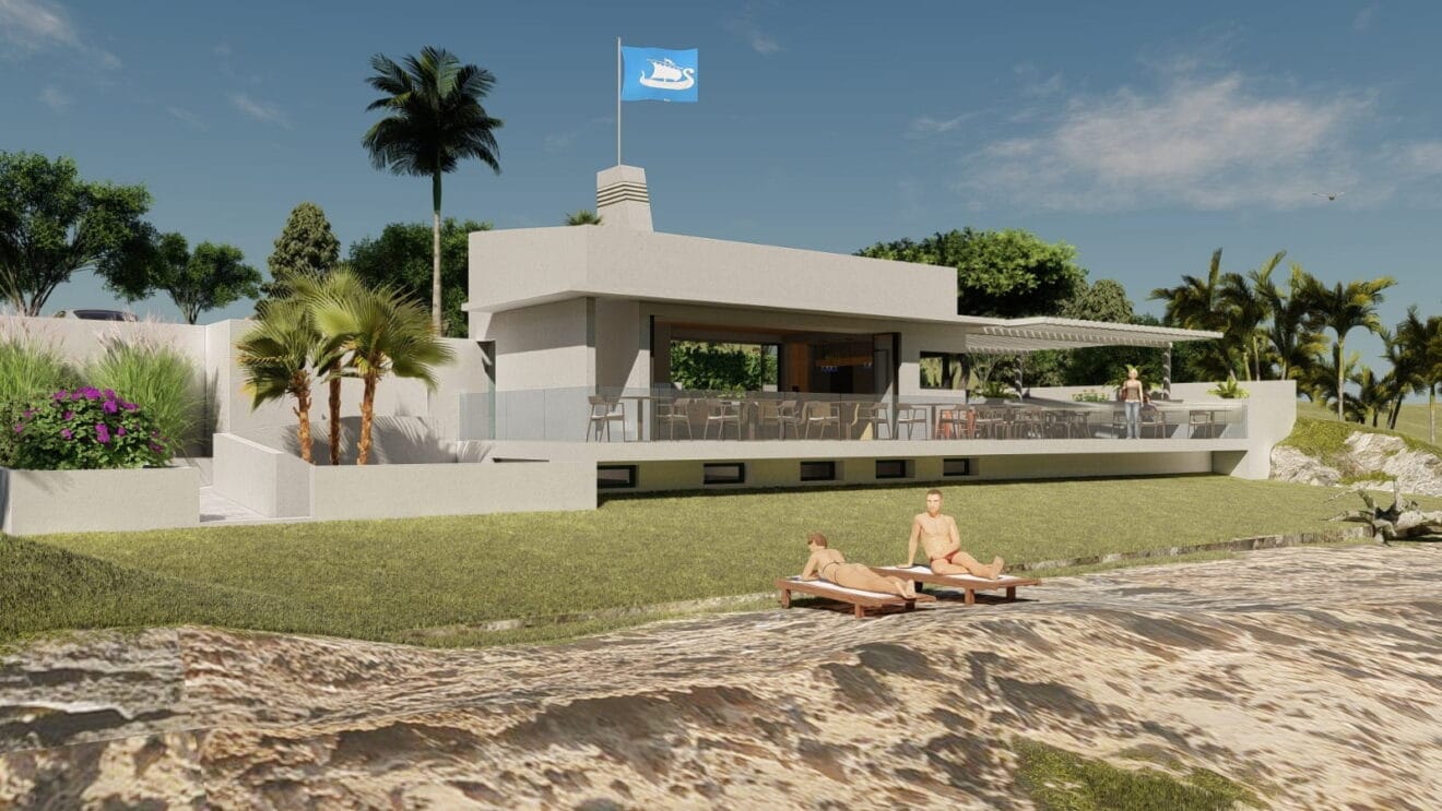 El restaurante-cafetería, visto desde la costa