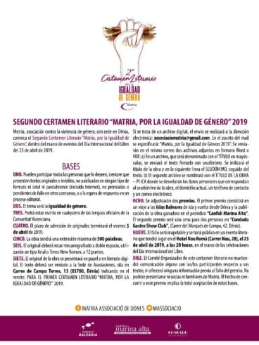 Bases del concurso literario de Matria