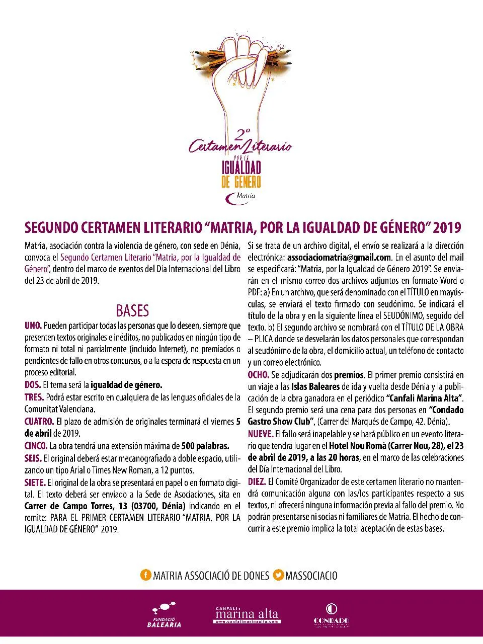 Bases del concurso literario de Matria