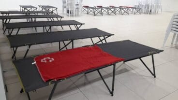 Albergue instalado por Cruz Roja