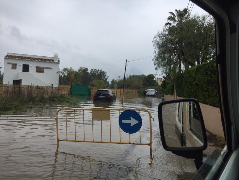 Calles inundadas en Xàbia