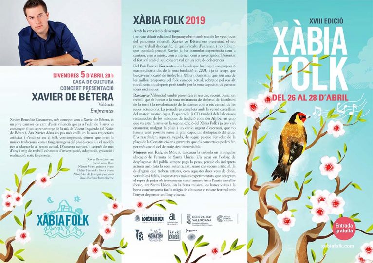 Programa de conciertos Xàbia Folk 2019
