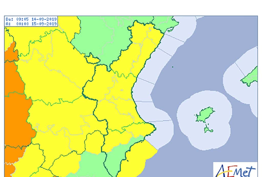 Imagen: Activada la alerta amarilla para el sábado 14 de septiembre