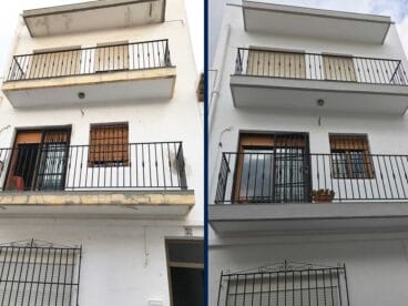 Antes y después de la pintura de una fachada – Pinturas Juanvi Ortolà