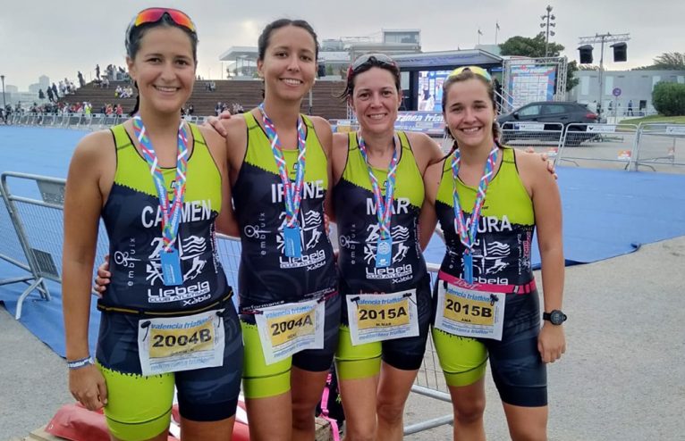 Las cuatro triatletas xabieras en Valencia