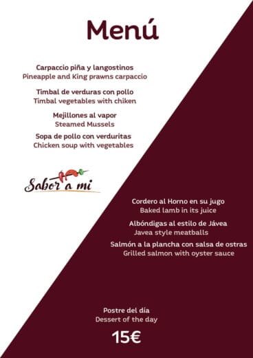 Menú por 15 euros en Jávea – Sabor a Mi