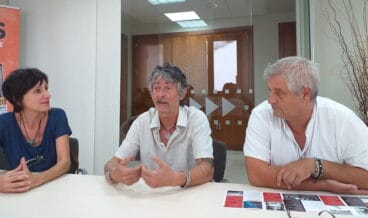 Mili Sánchez, Mike Steel y Quico Moragues en la presentación de Ojos Rojos