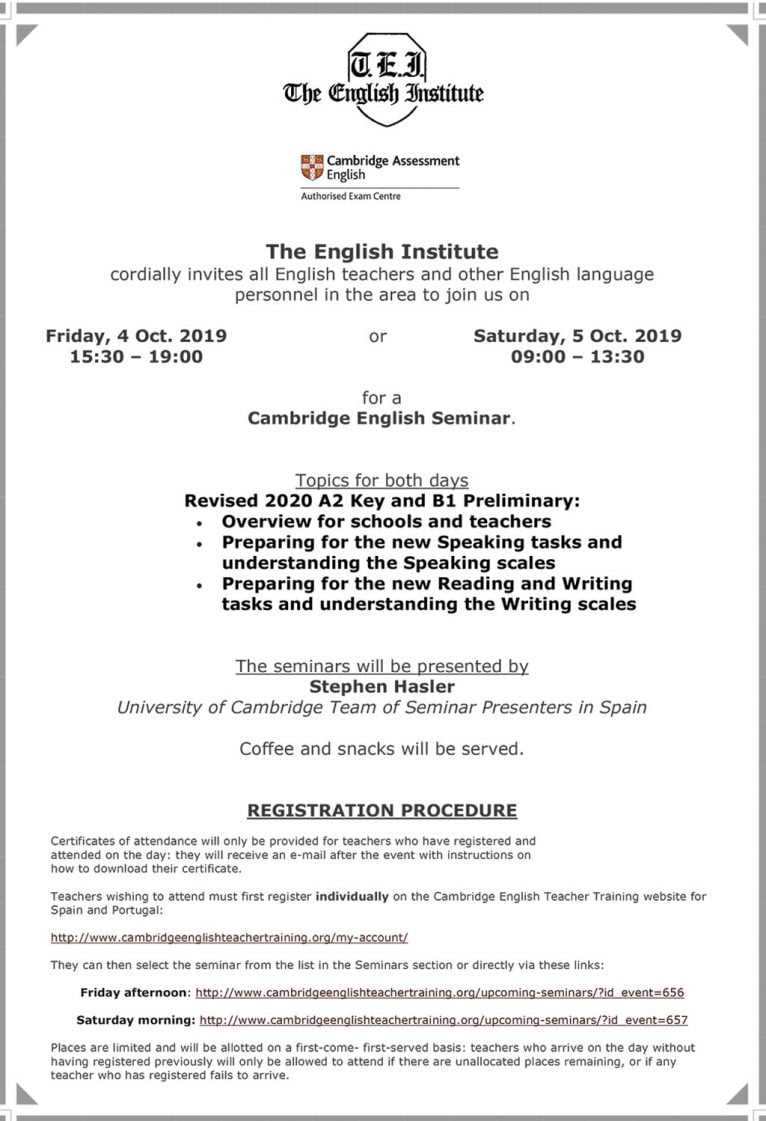Seminario para profesores de inglés - The English Institute