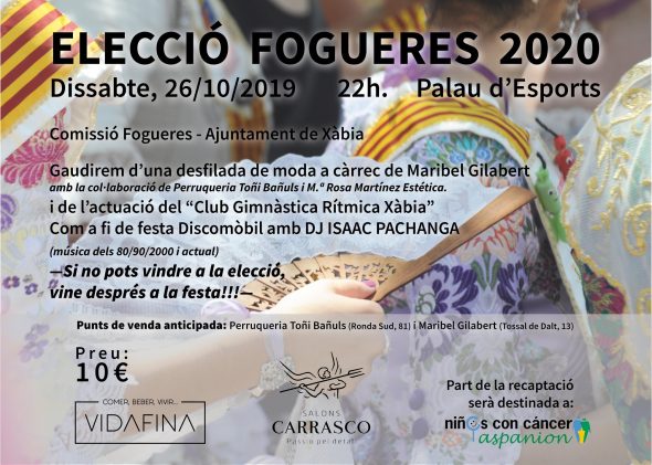 Imagen: Cartel del acto de elección de cargos de Les Fogueres de Sant Joan Xàbia 2020