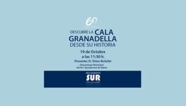 Cartel ponencia sobre la cala Granadella y su historia – Restaurante Sur