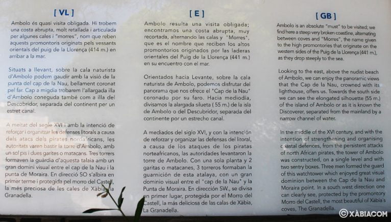 Detalhe do painel de informações onde você pode ler sobre o Mirante Ambolo