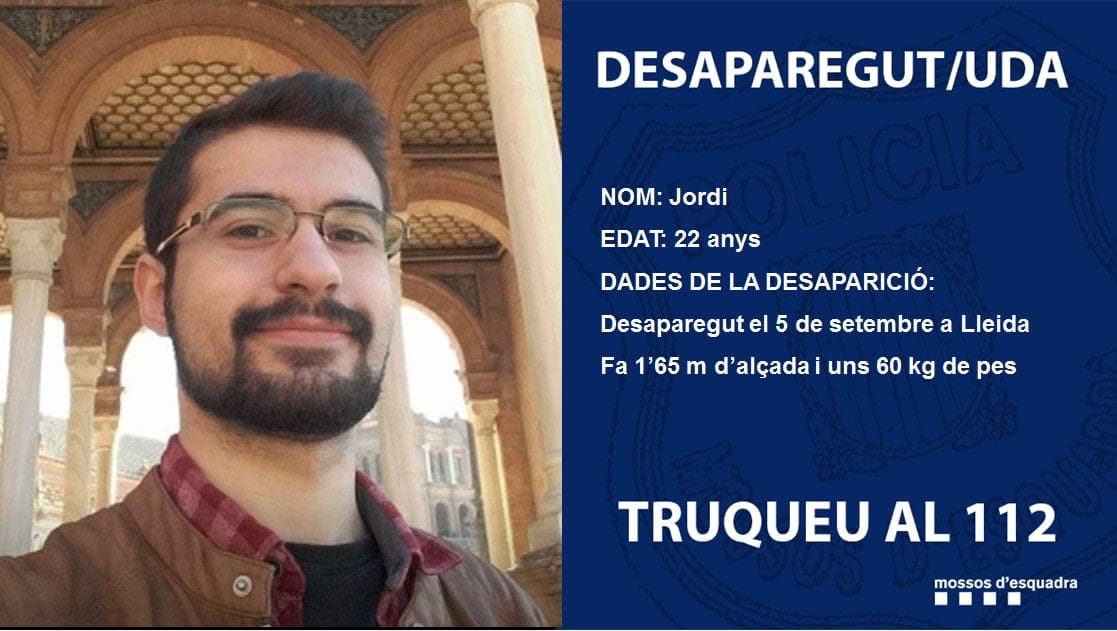 Imagen: Jordi, joven de la Marina Alta desaparecido en Lleida