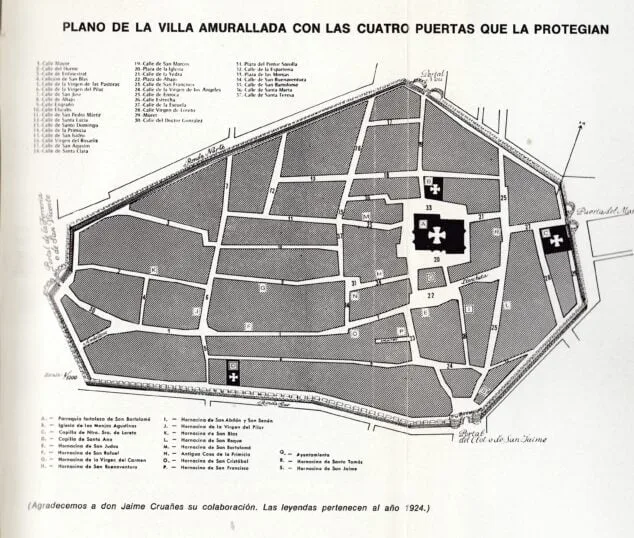 Imagen: Plano de la villa de Xàbia amurallada