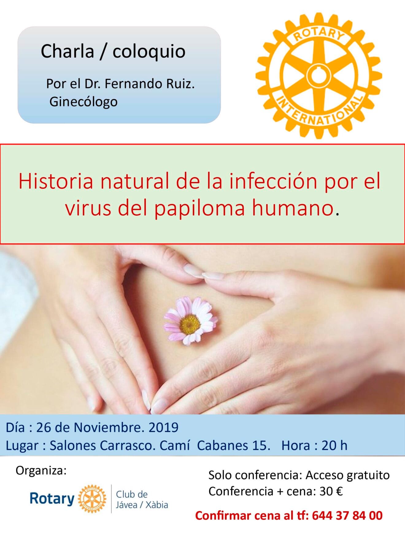 Cartel de la charla sobre el papiloma