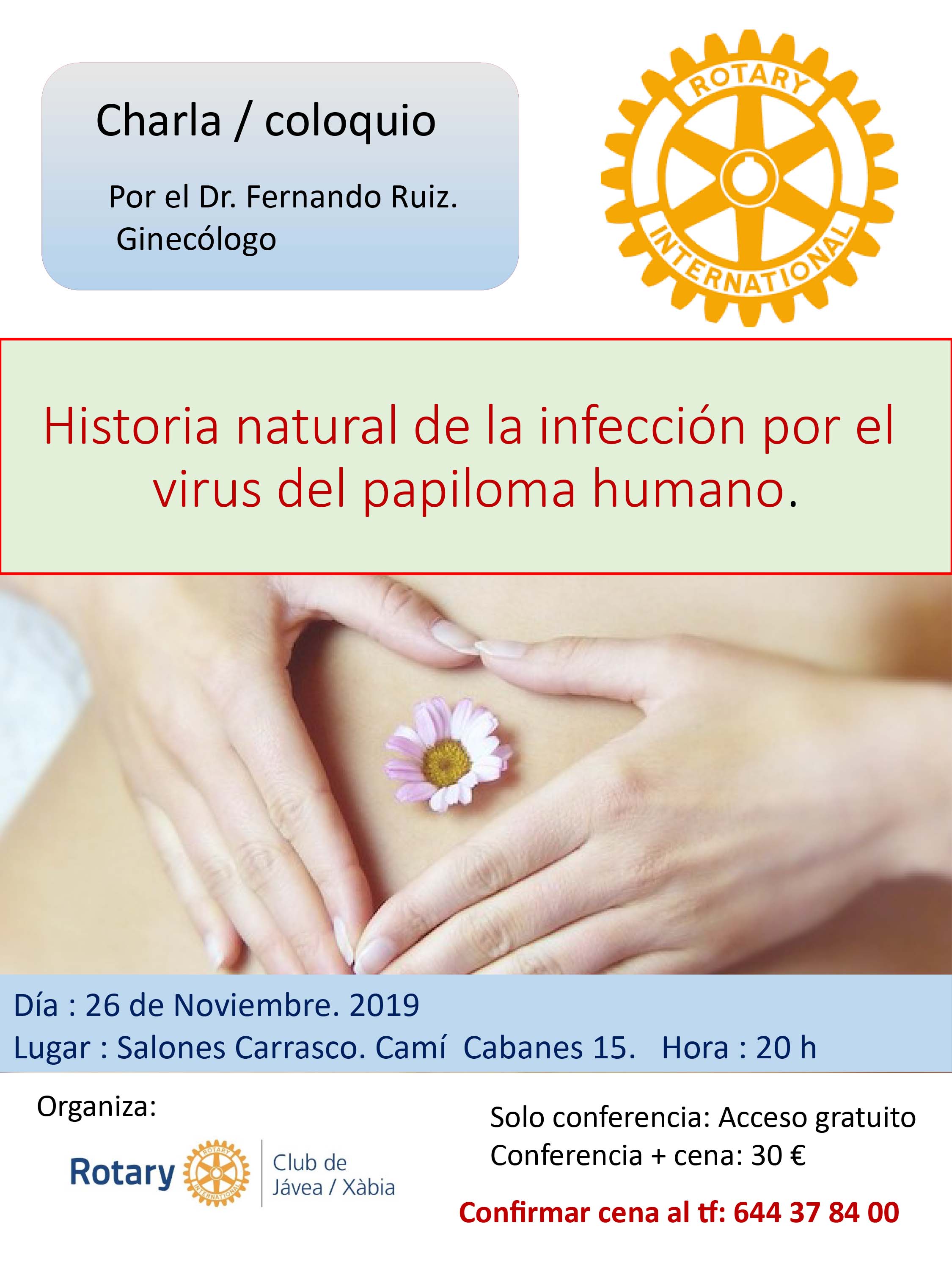 Imagen: Cartel de la charla sobre el papiloma