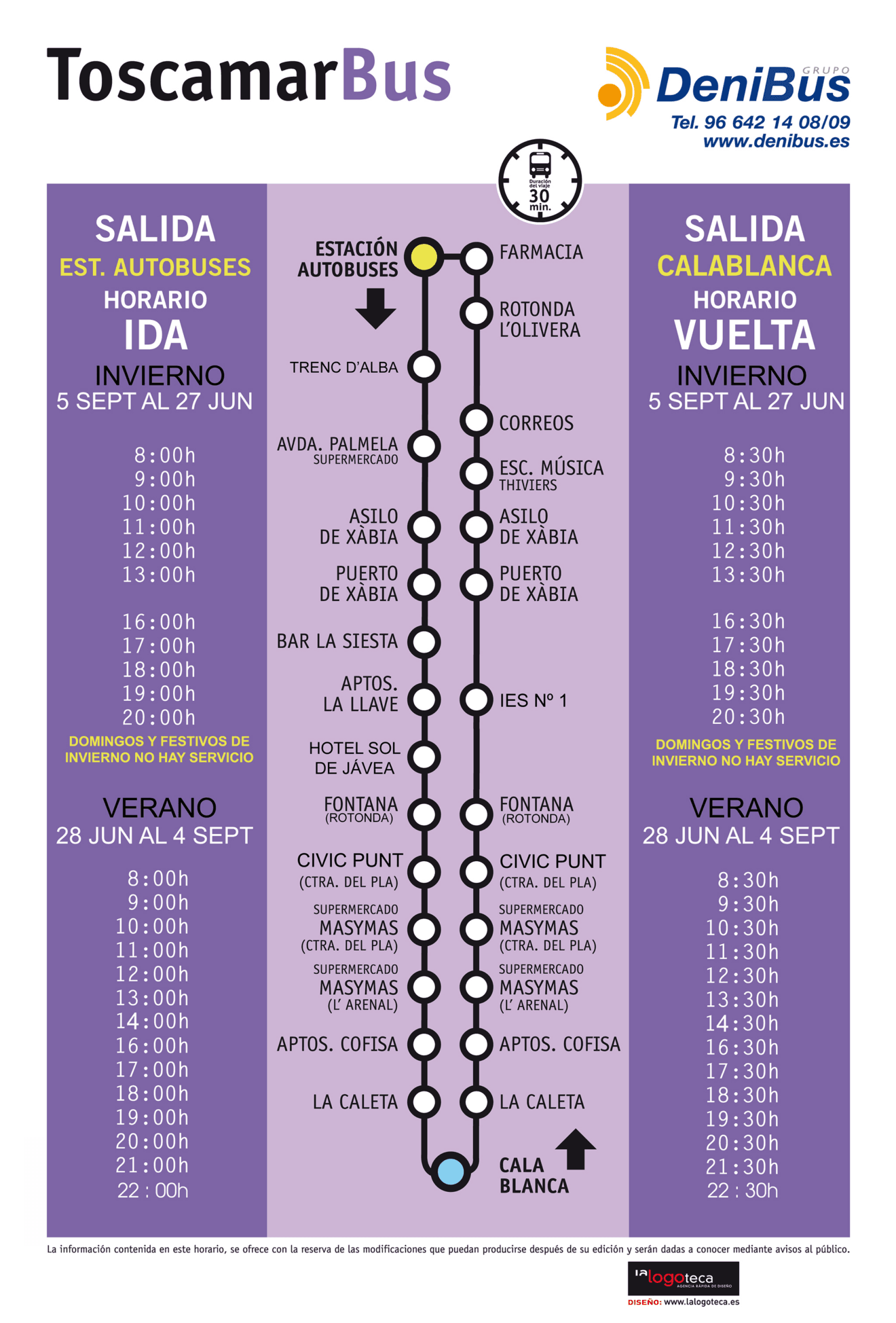 Horarios de los autobuses urbanos de Jávea