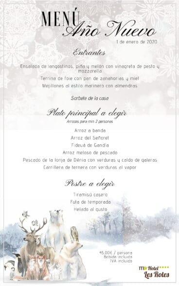 Menú de Año Nuevo en el Hotel Les Rotes
