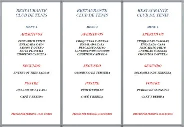 Menús de empresa, opciones 4, 5 y 6 – Restaurante Club de Tenis Jávea