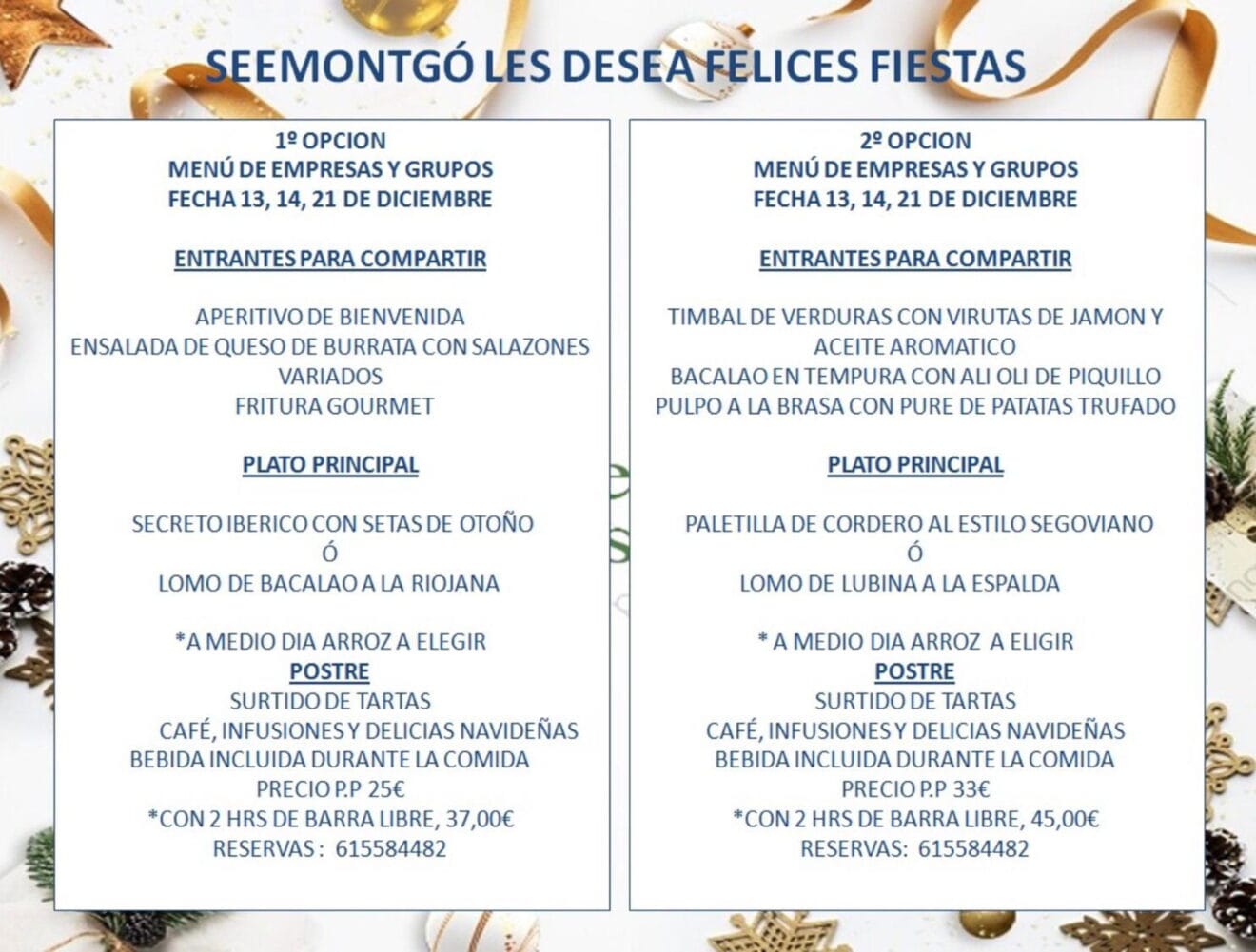 Menú de empresa en Jávea - Restaurante SeeMontgó