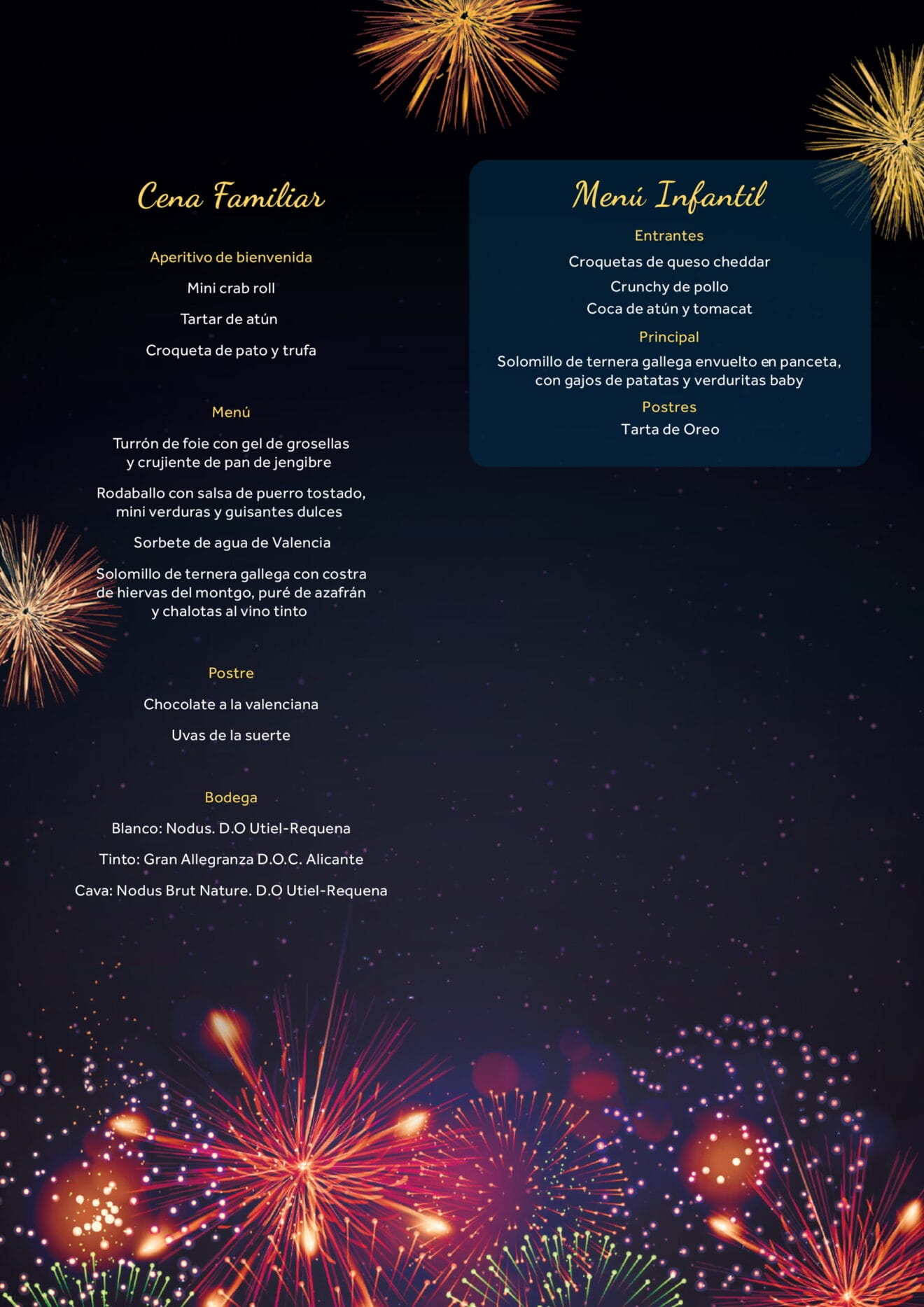 Menú Nochevieja Familiar – Hotel Dénia Marriott La Sella Golf Resort & Spa