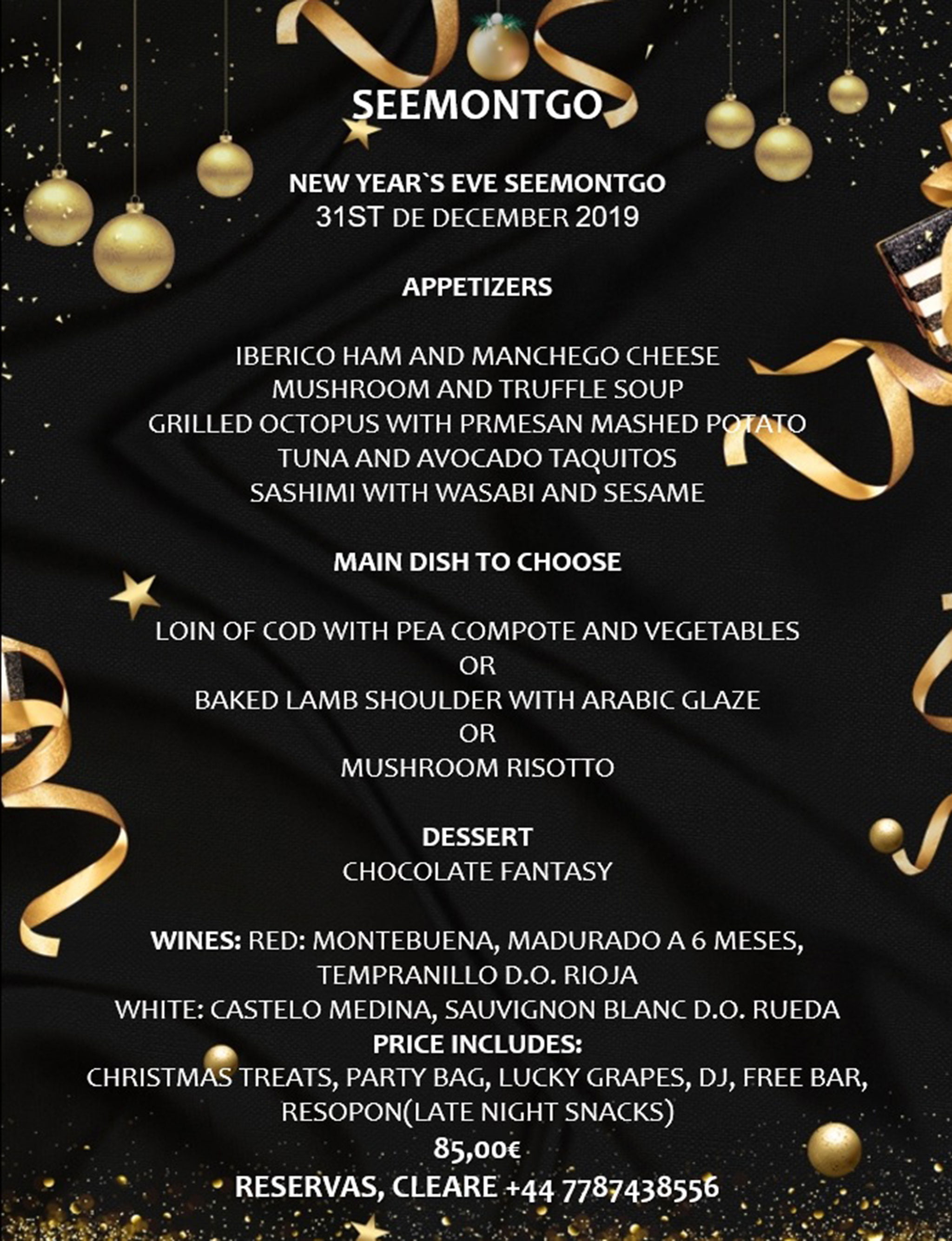 Imagen: Menú de Nochevieja - Restaurante SeeMontgó