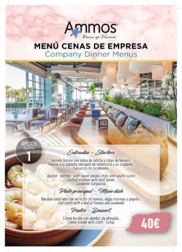 Menú de empresa, opción 1 – Restaurante Ammos