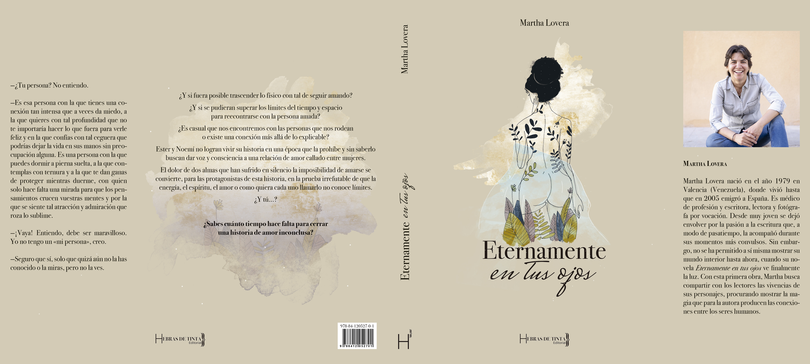 Imagen: Portada y contraportada de 'Eternamente en tus ojos' de Martha Lovera