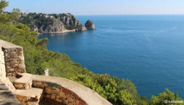 Vista desde el mirador Castell de la Granadella hacia el norte, hacia el mirador de Ambolo