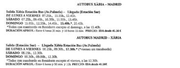 Autobús Jávea – Madrid / Madrid – Jávea